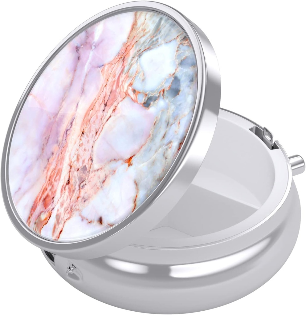 Nipichsha Pill Box, Lille Pill sag for purse & Pocket, Cute Travel Medicine Organizer, Portable Medicine Container Holder til at holde vitaminer, Medicin, Fish Oil & Kosttilskud, Marble Pink