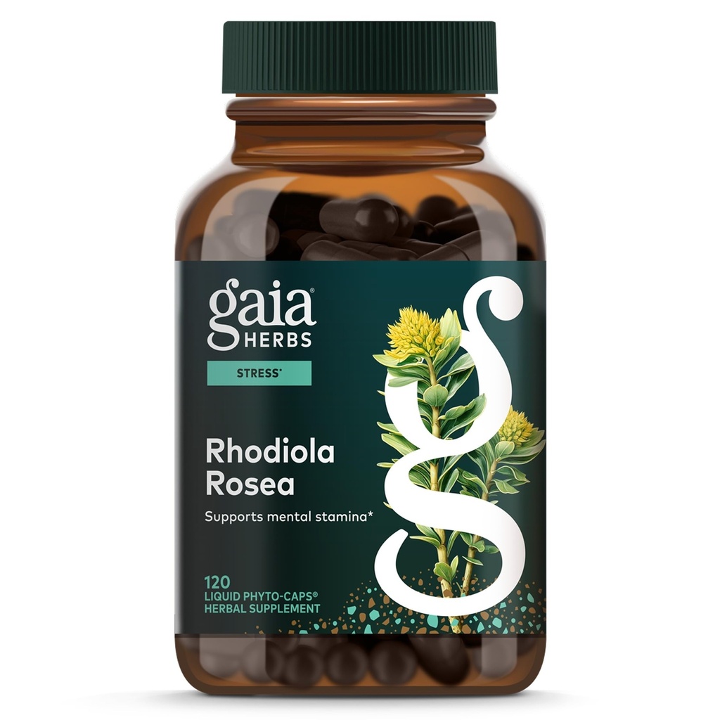 Gaia Herbs Rhodiola Rosea - Stress Support Traditionelt til støtte sund Stamina & Endurance - med Siberian Rhodiola Root Extract * - 120 Vegansk flydende Phyto- Kapsler (60- Day Supply)