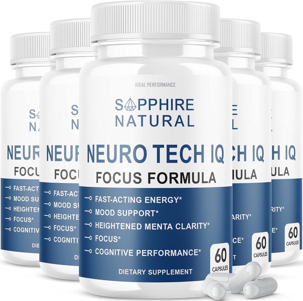 (5 Pack) Neuro Tech IQ Brain Supplement Neurotech Iq Focus Formel piller (300 kapsler)