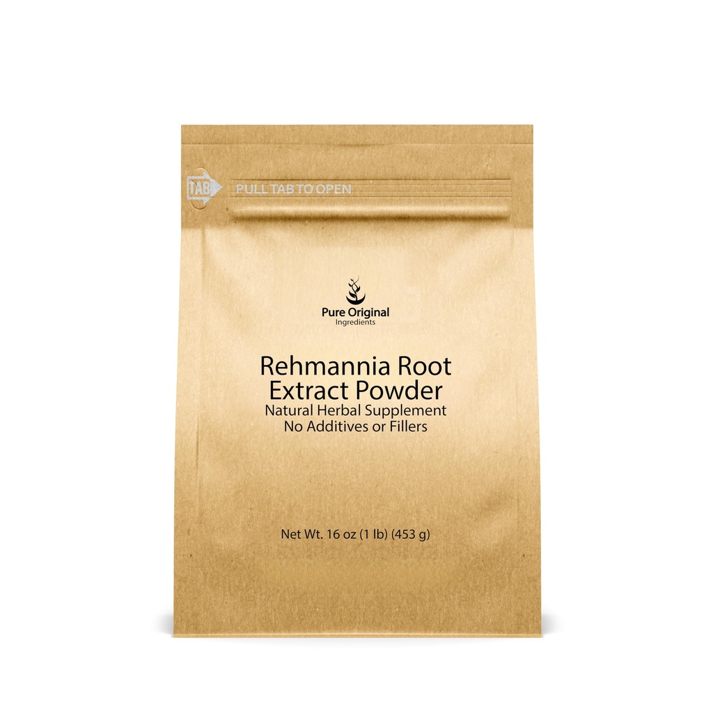 PURE ORIGINALSKE INGREDIENSER Rehmannia Root Extract Powder (1 LB) Non-GMO, Kinesisk Foxhandske, Traditional Herbal Supplement