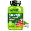 NATURELO Chewable Vitamin til børn Multivitamin med hele fødevarer Økologisk frugt Blend - 60 tabletter til børn
