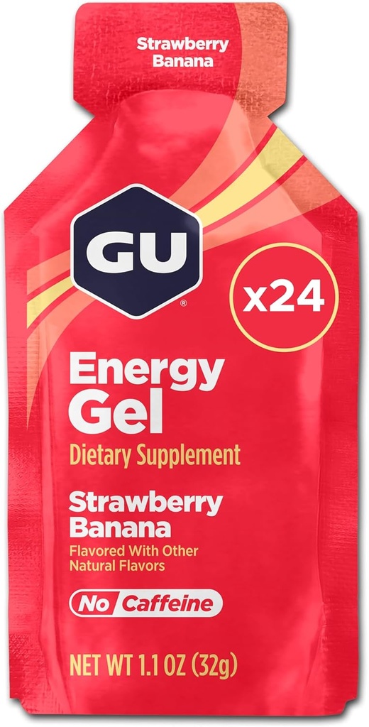 GU Energy Original Sport Nutrition Energy Gel, Jordbær Banana, 24 Count Box