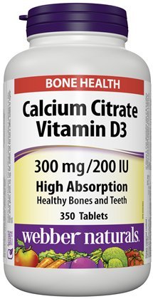 Webber Naturals Calcium Citrate Vitamin D3, 300mg / 200IE Høj Absorption, 350 tabletter