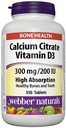 Webber Naturals Calcium Citrate Vitamin D3, 300mg / 200IE Høj Absorption, 350 tabletter