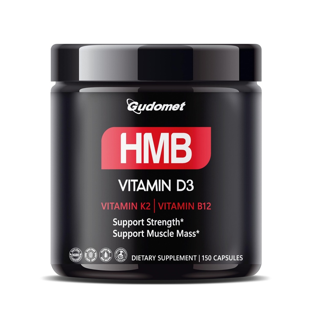 HMB med D3, K2 & B12 - Muscle Health Support - 150 Kapsler - Made in USA