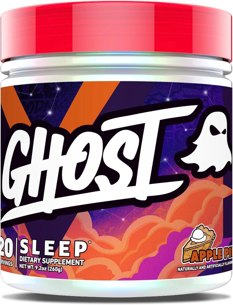 GHOST Sleep Dietary Supplement, Apple Pie - Recovery & Rest with Premium Ingredients Including Melatonin, Colostrum & Ashwagandha - Supports Sleep Quality - Gluten-Free & Sugar-Free