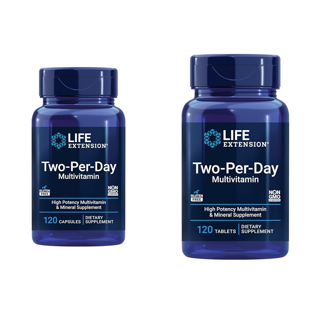 Life Extension Two-Per- Day Multivitamin 120 Kapsler & 120 tabletter - Vitamin B, C, D, Zink & Over 25 Vitamin, Mineraler & Ekstrakter