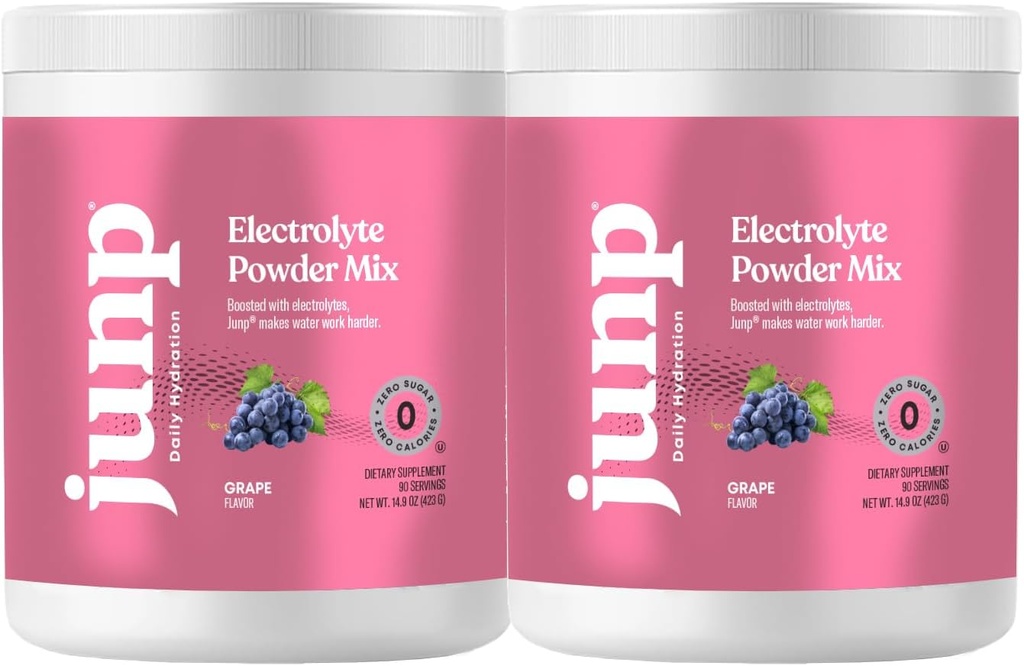 JUNP Electrolytes Powder No Sugar No Carbs - Vin modnet Grape Infunded Mix - Kalium & Salt Electrolyte Hydration Powder Zero Calorie Sugar Free Electrolyte Powder, 180 Servering