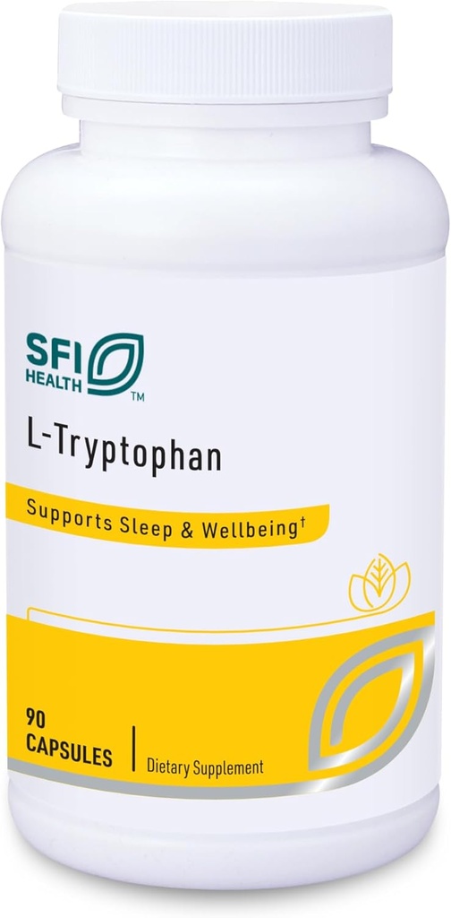 Klaire Labs SFI Health L- Tryptophan - 2000 Milligram Aminosyreprækursor til Serotonin & Melatonin, Mood & Sleep Support (90 kapsler)
