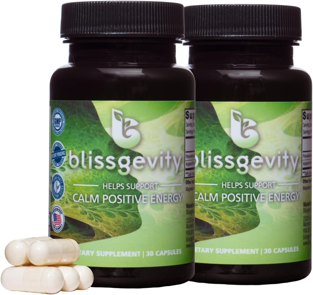 150mg Apigenin - Phenylethylamin - Mood Support - fremmer Euphoria, Focus, og mental Klarhed - Natural Stress Relief - Calm Support - Intimacy Enhancer - 60 kapsler