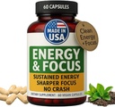 Green Regimen Energy & Focus Kapsler - Natural Nootrop Supplement for Sustained Mental Klarhed, Forbedret koncentration & Alerness - Ingen Crash, Vegan, Non- GMO - 60 Caps