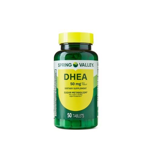 Spring Valley DHEA tabletter, 50 mg, 50 Count + Dri Store Sticker. (Pack 1 flaske)