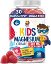 Sugar-Free Magnesium Gummies for Kids & Teens - 500mg Calm Magnesium Citrate - Chewable Magnesium Gummy Supplement for Sleep, Mood & Muscle Support - Citrato de Magnesio para Niños - 30 Days Supply