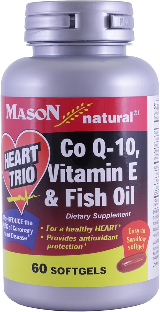 Mason Natural Co Q- 10, E-vitamin og fiskeolie, 60 Softgels (pakke med 2)