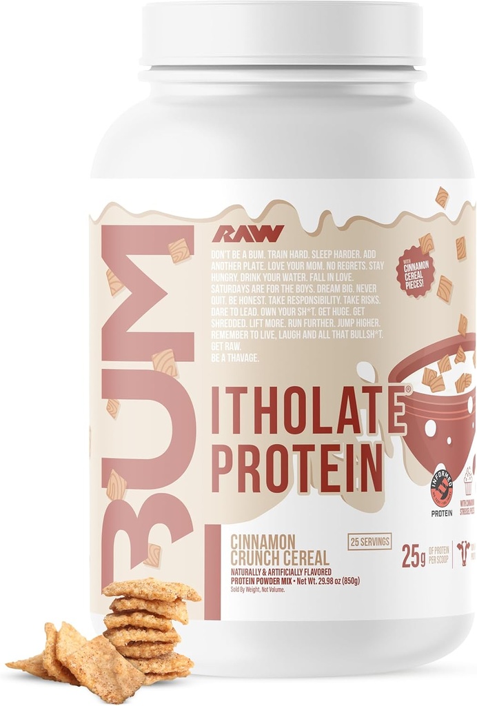 RAW Whey Protein Powder Isolate, Cinnamon Crunch (CBUM Itholate Protein) - 100% Grass-Fed Sport Nutrition Powder for Muscle Growth & Recovery - Low- Fat, Low Carb, naturligt smag - 25 Servering
