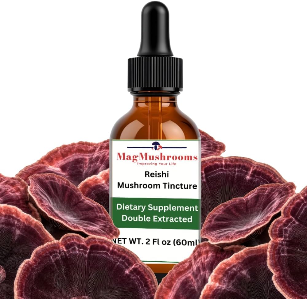 Reishi Tincture, Daily Supplement, Double Extrahered for High Potency, 2 Fl oz, 60 doser
