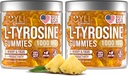 2 Pack - JOYLI L- Tyrosine Gummies 1000MG - Sugar- Free Vegan Focus Supplement & Mood Support for Kids & Voksnes - 500mg Per Gummy - Sleep Gummies for Memory, Energy & Wellness - 60 stk per pakke