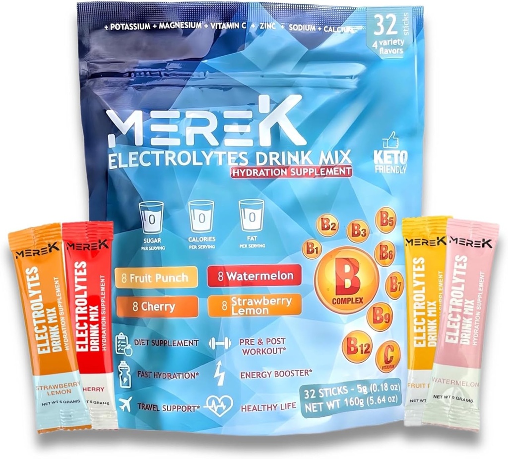 merek Electrolyte Hydration Powder Kosttilskud 32 Sachets Easy Open Single- Serving Perfect for workout Essential for Daily Hydration Needs No Sugar, No Calories, Keto Friendly