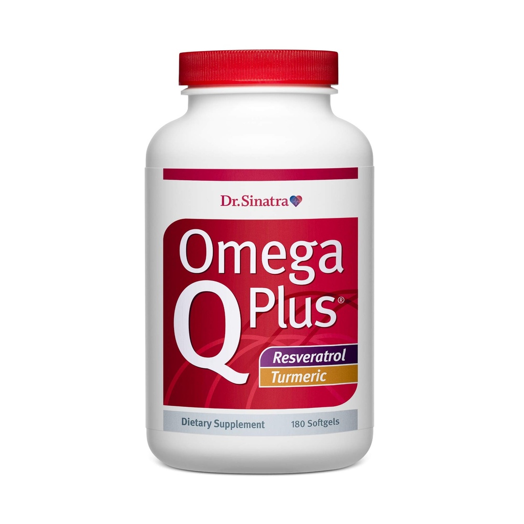 Dr. Sinatra Omega Q Plus Resveratrol og gurkemeje - Omega-3 Supplement med CoQ10 Støtte til sund blodgennemstrømning og sund inflation (90 dages forsyning)