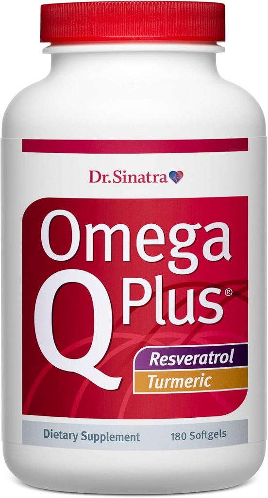 Dr. Sinatra Omega Q Plus Resveratrol og gurkemeje - Omega-3 Supplement med CoQ10 Støtte til sund blodgennemstrømning og sund inflation (90 dages forsyning)