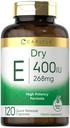 Carlyle Dry Vitamin E er 124; 400 IE (268mg) er 124; 120 Kapsler er 124; high potency formel er 124; non-GMO og gluten fri