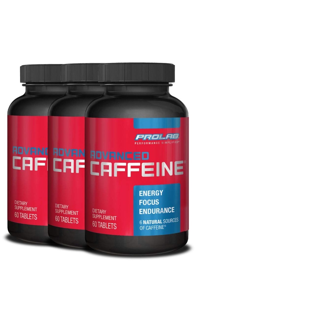 ProLab Nutrition Advanced Coffein 200mg, Fast- Actioning Natural Coffein Tablets with Green Tea Extract, Clean Energy, Mental Focus (60 Tabs) (3 Pack)