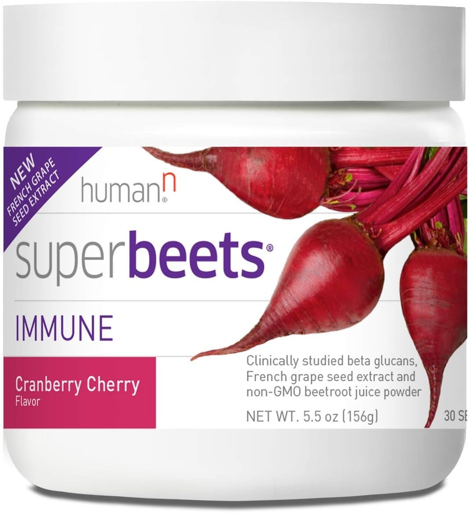 Humann SuperBeets immunpulver - Grape Seed Extract og Wellmune ® Beta Glucans - Tranebær Cherry Flavor, 5.5 -Ounce