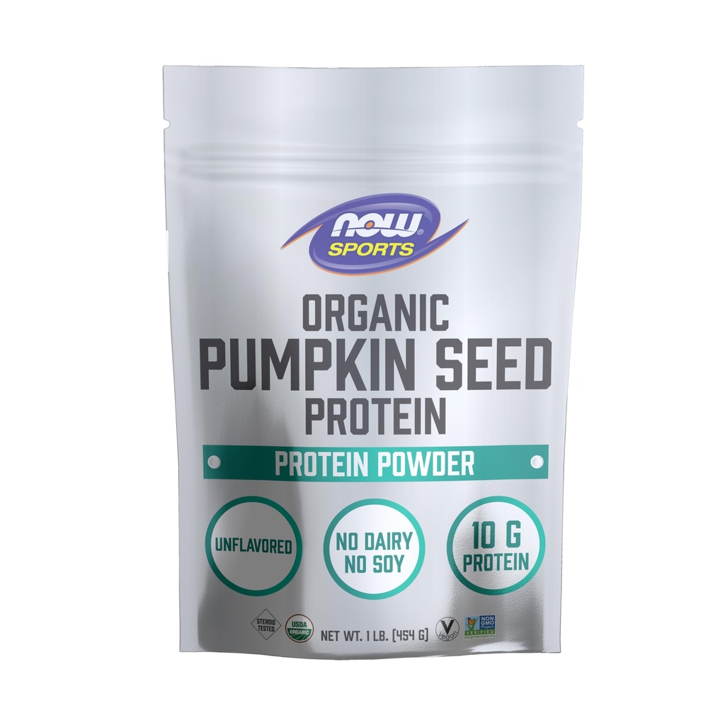 Now Foods Sport Nutrition, Organic Pumpkin Seed Protein Powder med 10g protein, Certified Non- GMO, Unflavored, 1- Pound