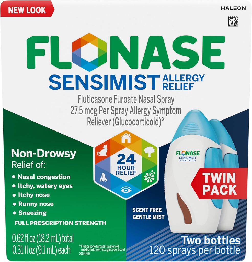 Flonase sensitivitet Allergi Relief Nasal Spray til ikke- Drowsy, 24-timers Multi- symptom Allergi Relief - 120 sprays (pakke med 2)