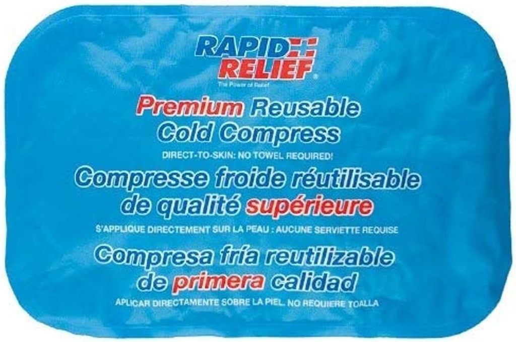 Rapid Relief Large Reusable Gel Cold Compress - Comfortable Flex Ice Packs for Back, Knee, Shoulder, Muscle Aches, and Body Pain Relief 8” x 12” Large