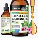 BIO KRAUTER Echinacea og Goldenseal Root Liquid Extract - Naturlig immunforsvar - Echinacea Drops med Goldenseal - Vegan, Alkohol & Sukker Free tinktur - 4 Fl.Oz.