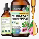 BIO KRAUTER Echinacea og Goldenseal Root Liquid Extract - Naturlig immunforsvar - Echinacea Drops med Goldenseal - Vegan, Alkohol & Sukker Free tinktur - 4 Fl.Oz.