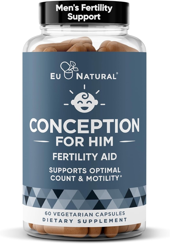 Konception for ham - Fertilitet Kosttilskud til mænd, Mandlige Fertilitet Booster & Prenatal - Optimal Sperm Count, Motilitet Styrke - Ashwagandha, Folate folinsyre, Magnesium & Zink - 60 Veg bløde kapsler