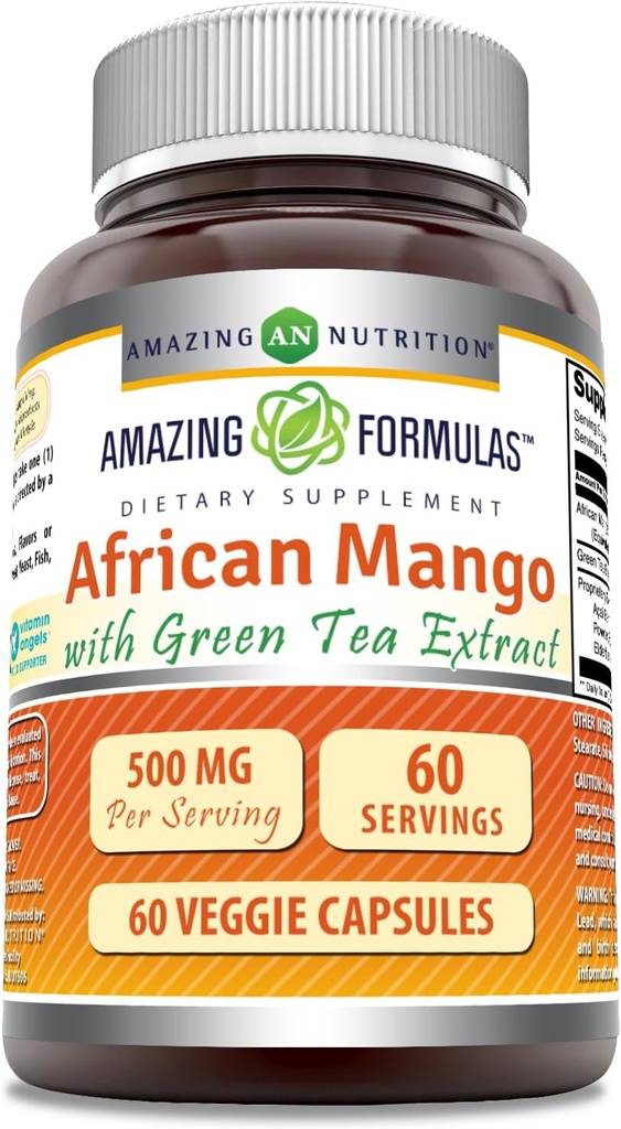 Amazing Formulas African Mango med Green Tea Extract Supplement 124; 500 Mg pr Serving Budd124; 60 Veggie Kapsler Budding124; Non- GMO Budding124; Gluten- Free Budding124; Lavet i USA