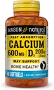 MASON NATURAL Fast Absorption Calcium med D3- vitamin - Styrker muskelfunktion, understøtter sunde knogler og samlet sundhed, 60 Softgels