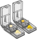 JohnBee 2PCS Pill Cutter til små eller store piller - Den bedste Multiple Pill Splitter nogensinde - Design i USA - Doubles as a Tablet Box - Ikke egnet til små piller (Gray)