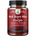 Rød Gær ris med CoQ10 Supplement - Avanceret sund hjerte & sund Cholesterol Niveau Formel for mænd og kvinder - Ekstra styrke Capsule med rød Gær ris 1200 mg kapsler med CoQ10- 60 Tæl