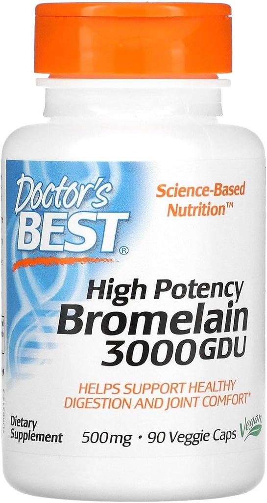 Doctor 's BEST 3000 GDU Bromelain - 500 mg - 90 Vegetariske kapsler