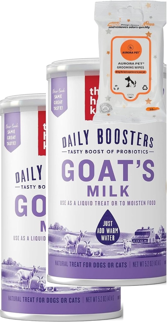 Aurora Pet Bundle Pack (2) Human Grade Instant Geats Mælk med Probiotika Plus Aurorapet Wipes
