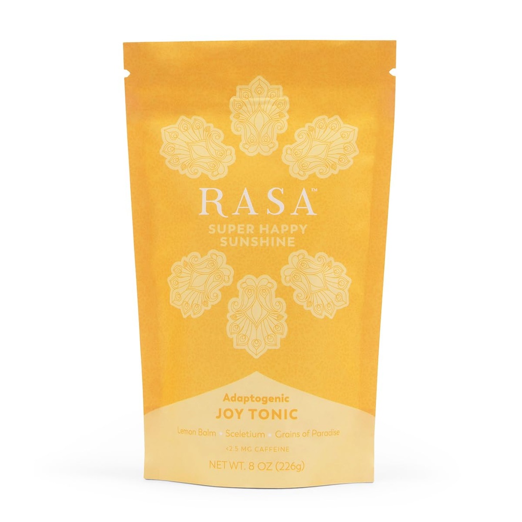 Rasa Super Happy Sunshine - Adaptogen Mushroom Mood Booster Buddy 124; Lemon Tea Joy Tonic med Sceletium Buddy 124; Vegan, Keto, Ayurveda Wellness Tonic (8 oz / 30 Servere)