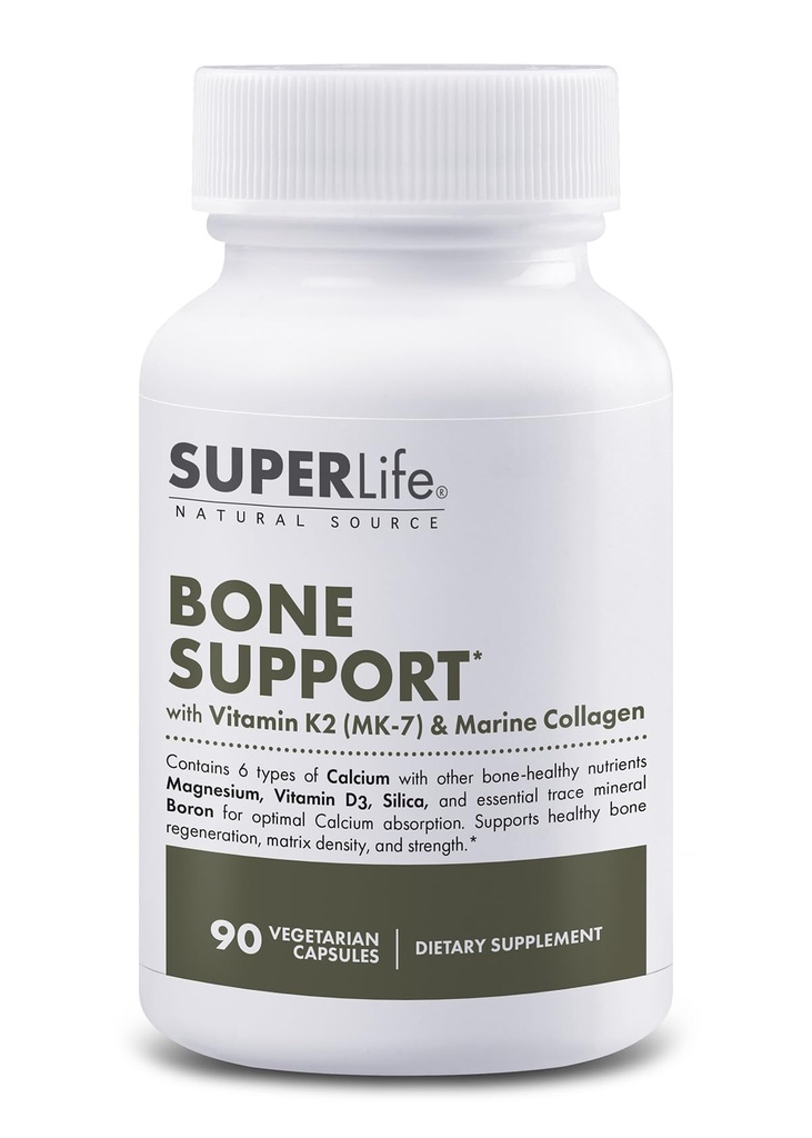 Knoglestøtte med Calcium, D3- vitamin & K2 (MK- 7), Magnesium, Marine Collagen & Sea Trace Minerals