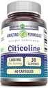 Amazing Formulas Citicolin Supplement Note 124; 1000 Mg Per Serving Note 124; Kapsler Note 124; Non- GMO Note 124; Gluten- Free Note 124; Made in USA (1 Pack, 60 Count)