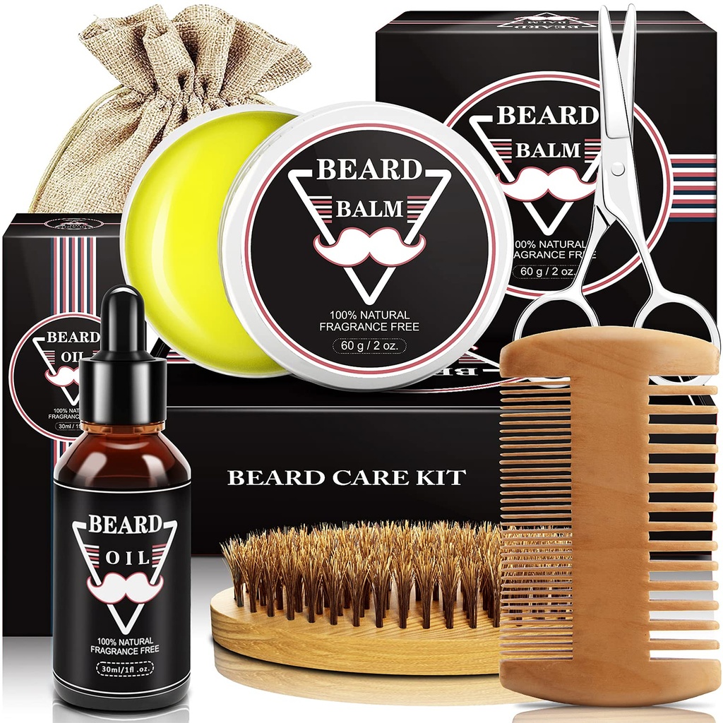 ABUDICS gaver til mænd, skæg kit, skæg grooming kit m / skæg olie skæg skæg børste skæg skæg Comb skæg Saks, gaver til far Mand ham kæreste