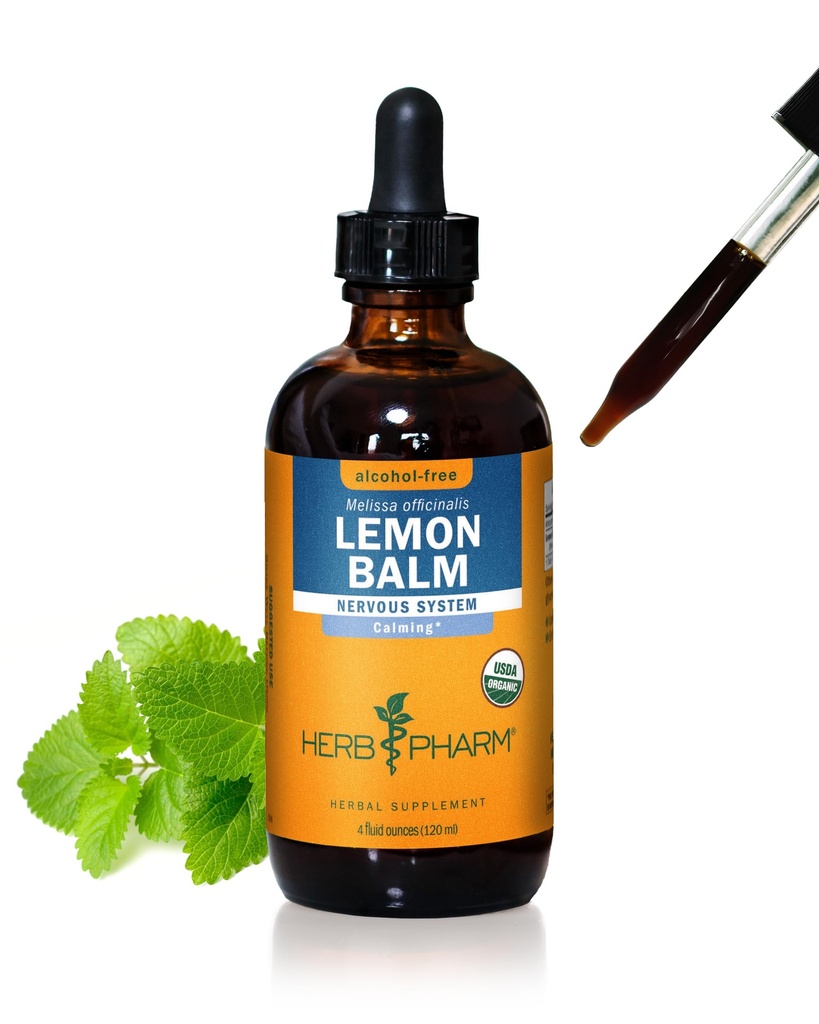 Herb Pharm Certified Organic Lemon Balm Liquid Extract til Calming Nervesystemet Support, Alkoholfri Glycerit, 4 Ounce
