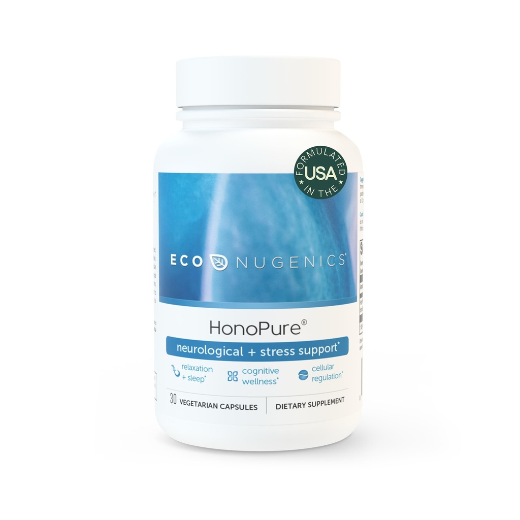 EcoNugenics HonoPure Magnolia Bark Extract - 98% Pure Honokiol Supplement Hjælper med hjernefunktion, sovestøtte, Stress Relief & Total Mood - Nootrop med GABA & Antioxidant Support - 30 kapsler