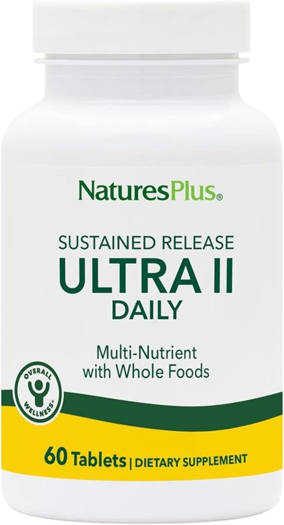 NaturesPlus Ultra II Daily - 60 tabletter - Multivitamin med hele fødevarer til samlet velvære - Understøtter energi og immunforsvar - Vedvarende udgivelse - 60 Servering