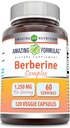 Amazing Formulas Berberine med Bitter Melon & Banaba Extract Complex 124; 1250 Mg per Serving Medical 124; 120 Veggie Kapsler 124; Non- GMO Medical 124; Gluten- Free Medical 124; Lavet i USA