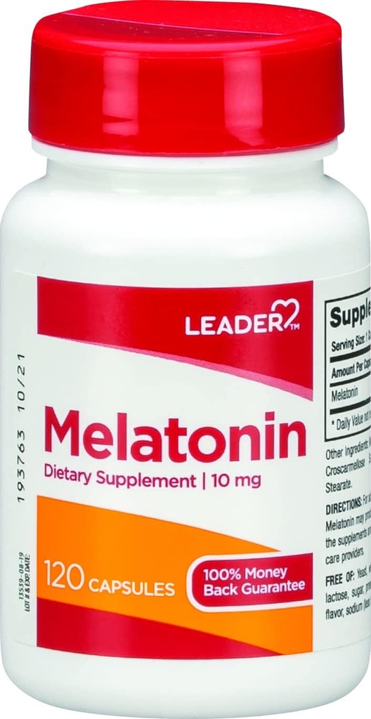 Leder Melatonin 10MG kapsler 120 Ct. Max Strength Sleep Aid for Insomnia