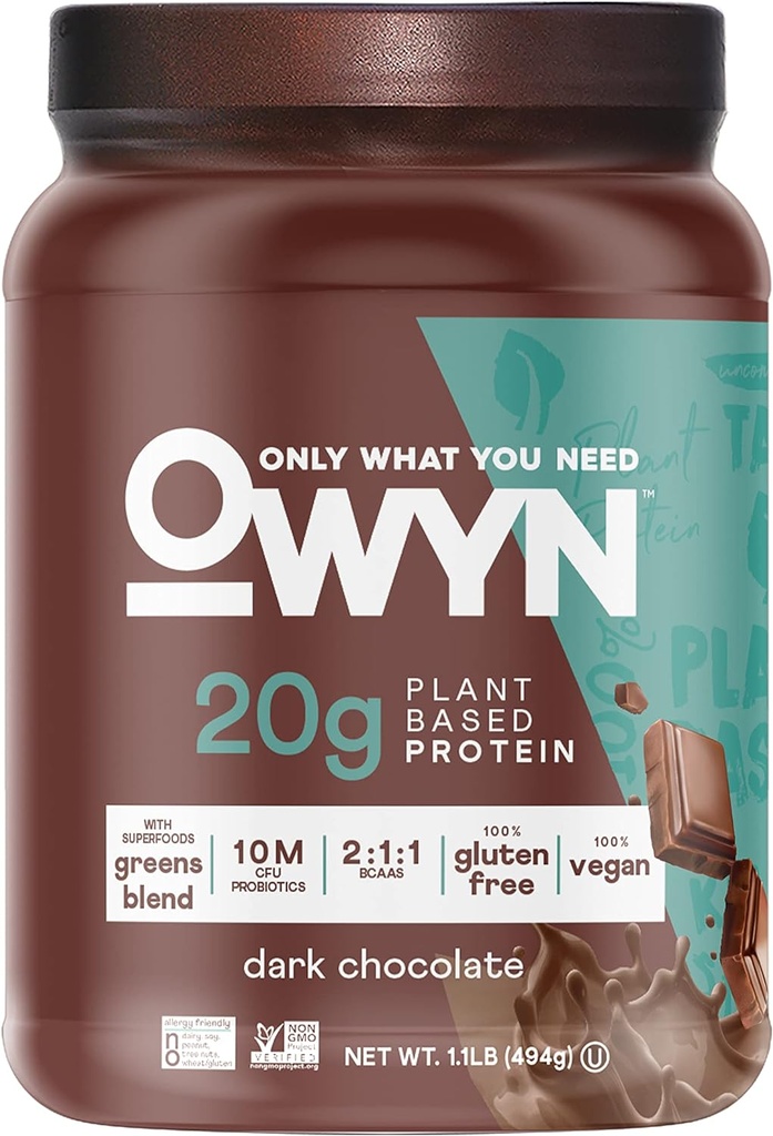 OWYN Kun hvad du behøver Plant- baseret protein pulver, mørk chokolade, 1,17 lbs