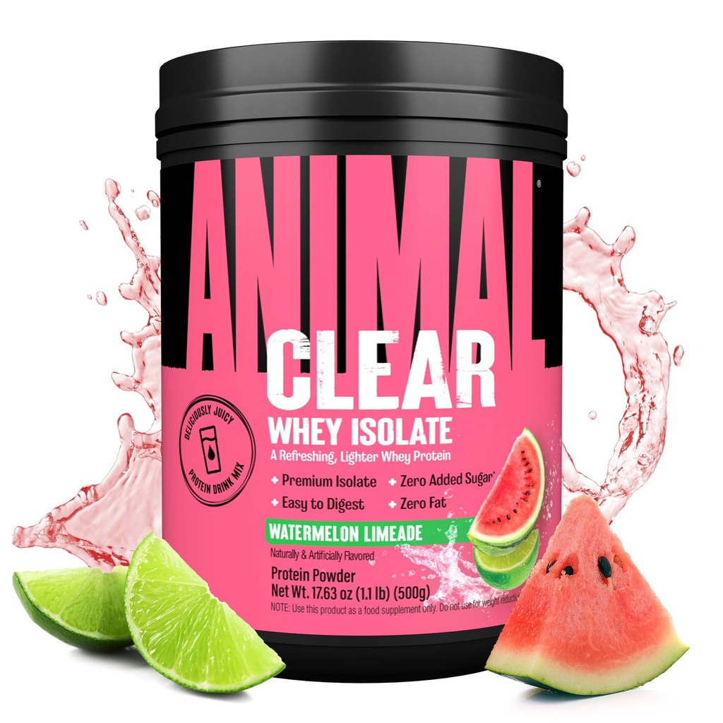 Clear Whey Isolate Protein Powder - Nem at Digest og Mix, 5g BCAA, Delicionly Juicy, Forfriskning Anytime Drink for mænd og kvinder, Watermelon Limeade 500g (20 Servere)